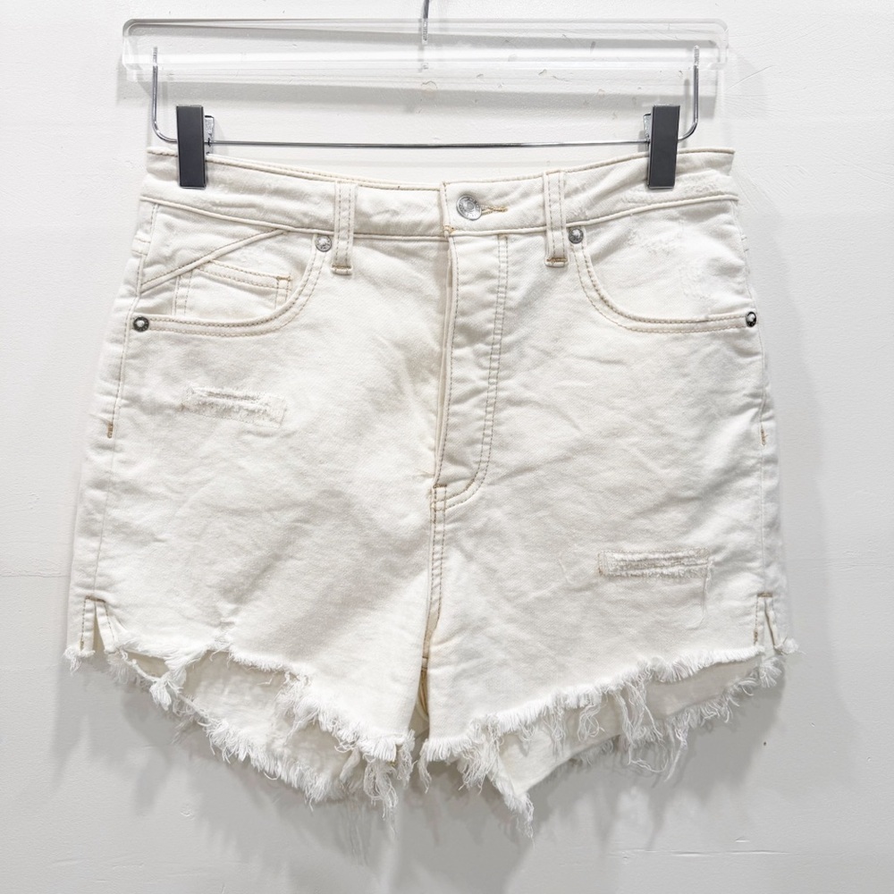 We The Free High Waist White Denim Cutoff Shorts Size 28
